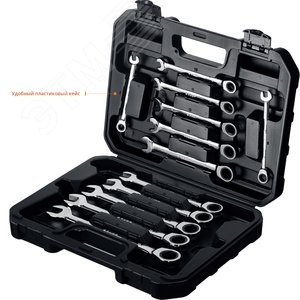 Набор комбинированных гаечных ключей трещоточных 12 шт, 8 - 19 мм - фото 2