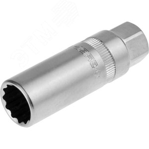 Изображение товара Торцовая головка ''Мастер'', свечная с резиновой вставкой (3/8''), Cr-V, 12-гранная, хроматированное покрытие, 14мм (шт)