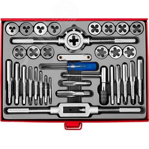 Набор метчиков и плашек, сталь 9ХС 35 предметов - фото 1