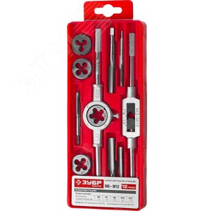 Набор метчиков и плашек в пластиковом боксе, сталь 9ХС 12 предметов - фото 2