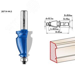 Изображение товара Фреза кромочная фигурная №3 44,5x28мм, хвостовик 12мм (шт)