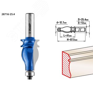 Изображение товара Фреза кромочная фигурная №5 25.4x41мм, хвостовик 12мм (шт)