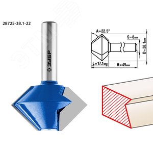 Изображение товара Фреза кромочная конусная 38.1x22мм (шт)