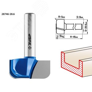 Изображение товара Фреза пазовая фасонная №7 28,6x13мм, радиус 5мм (шт)
