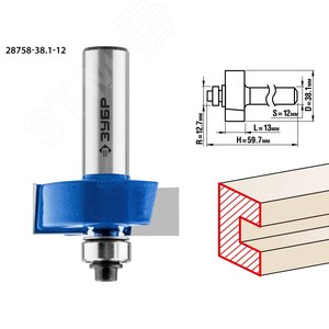 Изображение товара Фреза фальцевая 38.1x13мм, хвостовик 12мм (шт)