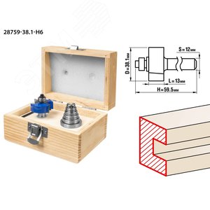 Фреза четвертная фальцевая с подшипниками 38.1x13мм, хвостовик 12мм - фото 1