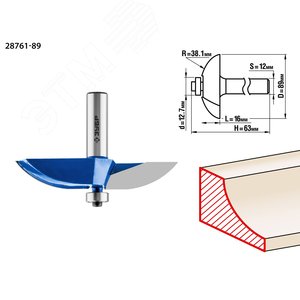 Изображение товара Фреза фигирейная №2 89x16мм, радиус 38.1мм (шт)