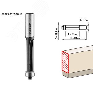 Изображение товара Фреза кромочная с нижним подшипником 12.7x38мм, хвостовик 12мм (шт)
