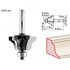 Изображение товара Фреза кромочная калевочная №4 38.1x19мм, радиус 6.3мм (шт)