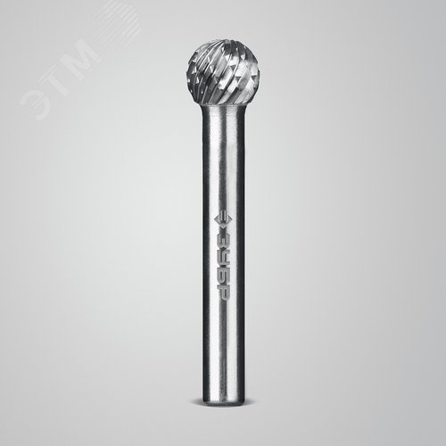 Борфреза твердосплавная, ПРОФЕССИОНАЛ тип D сфера, 10х9 мм, хвостовик 6 мм - фото 2