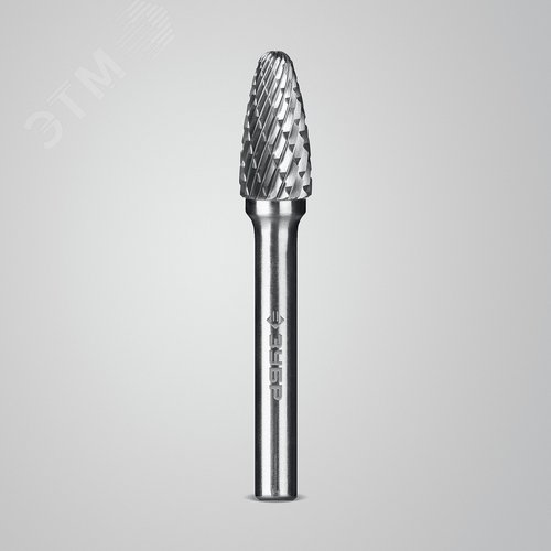 Борфреза твердосплавная, ПРОФЕССИОНАЛ тип F парабола с закругленным углом, радиус 2.5 мм, 10х20 мм, хвостовик 6 мм - фото 2