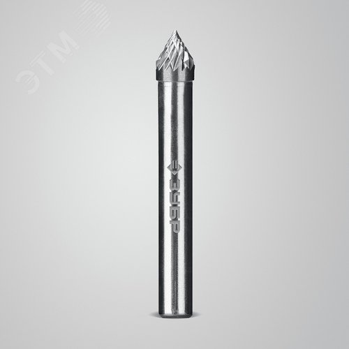 Борфреза твердосплавная, ПРОФЕССИОНАЛ тип J зенкер с вершиной 60°, 6х5 мм, хвостовик 6 мм - фото 2