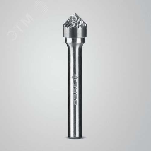 Борфреза твердосплавная, ПРОФЕССИОНАЛ тип K зенкер с вершиной 90°, 10х5 мм, хвостовик 6 мм - фото 2