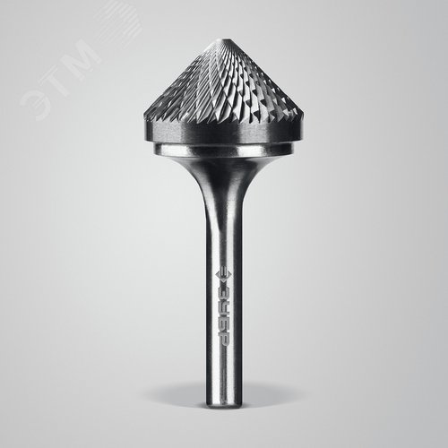 Борфреза твердосплавная, ПРОФЕССИОНАЛ тип K зенкер с вершиной 90°, 25х12 мм, хвостовик 6 мм - фото 2