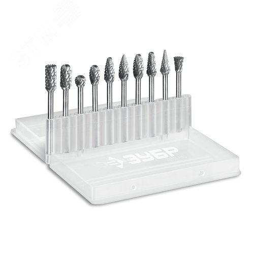 Набор борфрез твердосплавных, ПРОФЕССИОНАЛ 10 шт, хвостовик 3 мм - фото 1