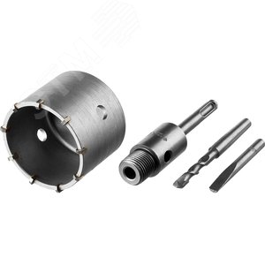 Коронка буровая, коническая посадка центрирующего сверла, SDS-Plus хвостовик, в сборе, 73мм - фото 2