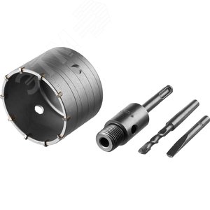 Коронка буровая, коническая посадка центрирующего сверла, SDS-Plus хвостовик, в сборе, 80мм - фото 2