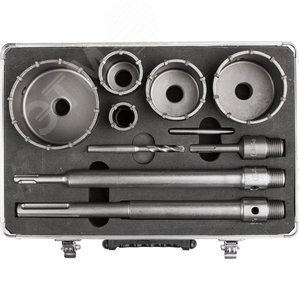 Набор коронок по бетону с оснасткой, d = 33, 50, 68, 82, 100 мм, кейс, Профессионал - фото 1