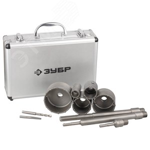 Набор коронок по бетону с оснасткой, d = 33, 50, 68, 82, 100 мм, кейс, Профессионал - фото 2