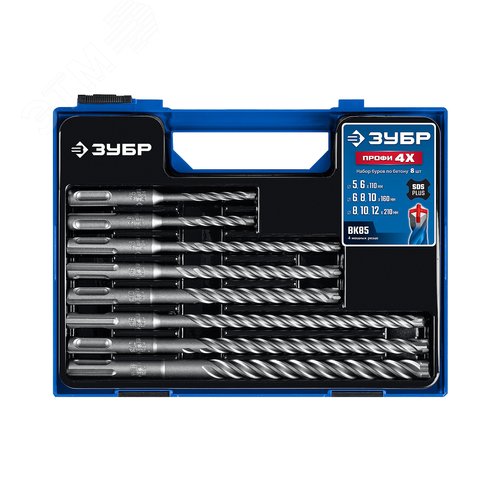 Изображение товара Набор буров ПРОФИ-4Х №1, буры SDS-plus, 8шт (набор)