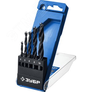 Набор спиральных сверл по дереву, М-образная заточка 5 шт (4-5-6-8-10 мм) - фото 2