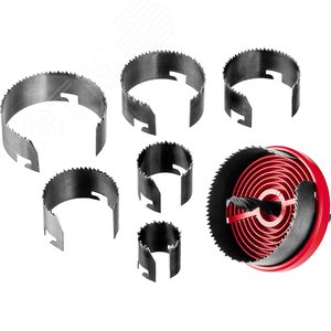 Пила сегментная наборная по дереву 7шт (26-63/18мм), 26-32-38-45-50-56-63х18 мм - фото 1