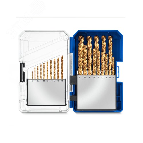 Набор сверл по металлу ТИТАН, 1-13 мм сталь Р6М5, класс А, титановое покрытие, пластиковый бокс, 25шт - фото 1