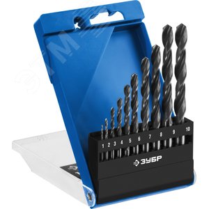 Набор сверл по металлу сталь Р6М5 класс В, ПРОФ-В 10шт(1-10мм) - фото 1