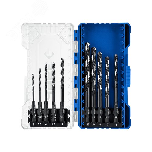 "Набор сверл по металлу для винтовёртов и шуруповертов IMPACT READY, НЕХ-1/4"", 10 шт" - фото 1