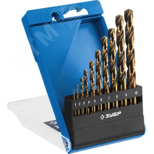 Набор сверл по металлу, 10шт(1-10мм), сталь Р6М5К5, класс А, кобальт - фото 1