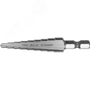 Сверло ступенчатое 4-12мм, 9 ступеней - фото 1