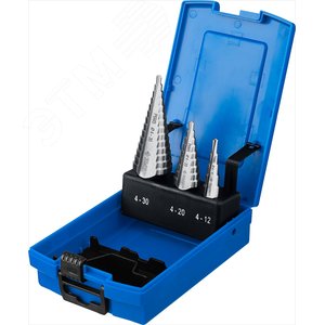 Набор ступенчатых сверл, 3 шт., 4-30мм, , серия Профессионал - фото 1