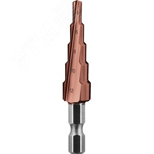 Сверло ступенчатое, 4-12мм, 5 ступеней, кобальтовое покрытие, КОБАЛЬТ, серия Профессионал - фото 2