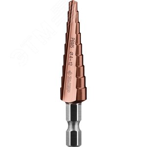 Сверло ступенчатое, 4-12мм, 9 ступеней, кобальтовое покрытие, КОБАЛЬТ, серия Профессионал - фото 1