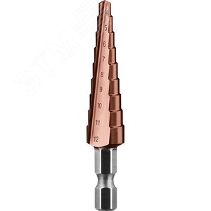 Сверло ступенчатое, 4-12мм, 9 ступеней, кобальтовое покрытие, КОБАЛЬТ, серия Профессионал - фото 2