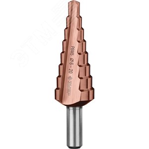 Сверло ступенчатое, 6-20мм, 8 ступеней, кобальтовое покрытие, КОБАЛЬТ, серия Профессионал - фото 1