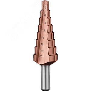 Сверло ступенчатое, 6-20мм, 8 ступеней, кобальтовое покрытие, КОБАЛЬТ, серия Профессионал - фото 2