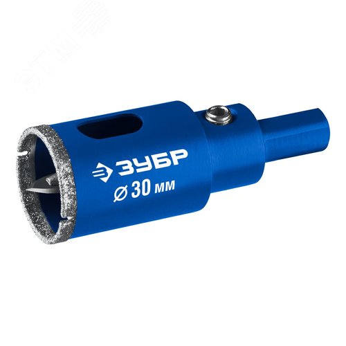 Изображение товара Алмазная коронка, АГК d 30 мм, центровочное сверло, трехгранный хвост, Р60, Профессионал (шт)