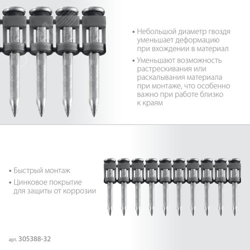 Гвозди по бетону оцинкованные, 1000 шт, CN 32 х 2.7 мм - фото 3