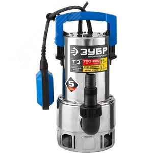 Изображение товара Насос дренажный для грязной воды Профессионал НПГ-Т3-750-С ЗУБР, 750 Вт, корпус нерж.сталь (шт)