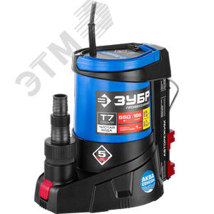 Изображение товара Насос дренажный погружной Профессионал АкваСенсор НПЧ-Т7-550 ЗУБР для чистой воды, 550 Вт (шт)