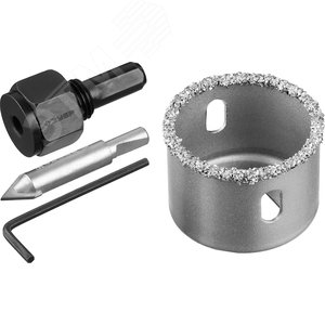 Коронка-чашка ''Профессионал'' c карбид-вольфрамовым нанесением, 38 мм, высота 25 мм, в сборе с державкой и сверлом - фото 2