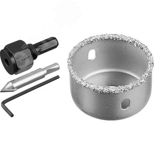 Коронка-чашка ''Профессионал'' c карбид-вольфрамовым нанесением, 51 мм, высота 25 мм, в сборе с державкой и сверлом - фото 2