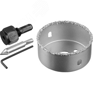 Коронка-чашка ''Профессионал'' c карбид-вольфрамовым нанесением, 64 мм, высота 25 мм, в сборе с державкой и сверлом - фото 2