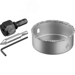 Коронка-чашка ''Профессионал'' c карбид-вольфрамовым нанесением, 67 мм, высота 25 мм, в сборе с державкой и сверлом - фото 2