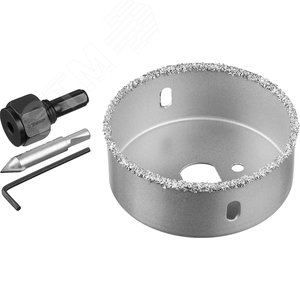 Коронка-чашка ''Профессионал'' c карбид-вольфрамовым нанесением, 76 мм, высота 25 мм, в сборе с державкой и сверлом - фото 2