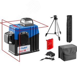 Нивелир лазерный 2х360град., 20м/70м, точн. +/-0,3 мм/м, штатив КРЕСТ 2D №2 - фото 1