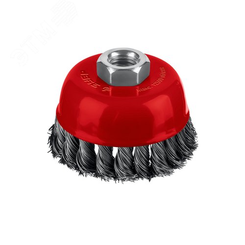 Щетка чашечная для УШМ, жгутированная стальная проволока 0.5 мм, посад. М14, 75хМ14 - фото 1