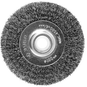 Щетка дисковая для точильно-шлифовального станка, витая стальная проволока 0,3мм, 100х12,7мм ''Профессионал''. - фото 1