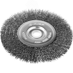 Щетка дисковая для точильно-шлифовального станка, витая стальная проволока 0,3мм, 125х12,7мм ''Профессионал''. - фото 2